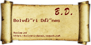 Bolvári Dénes névjegykártya